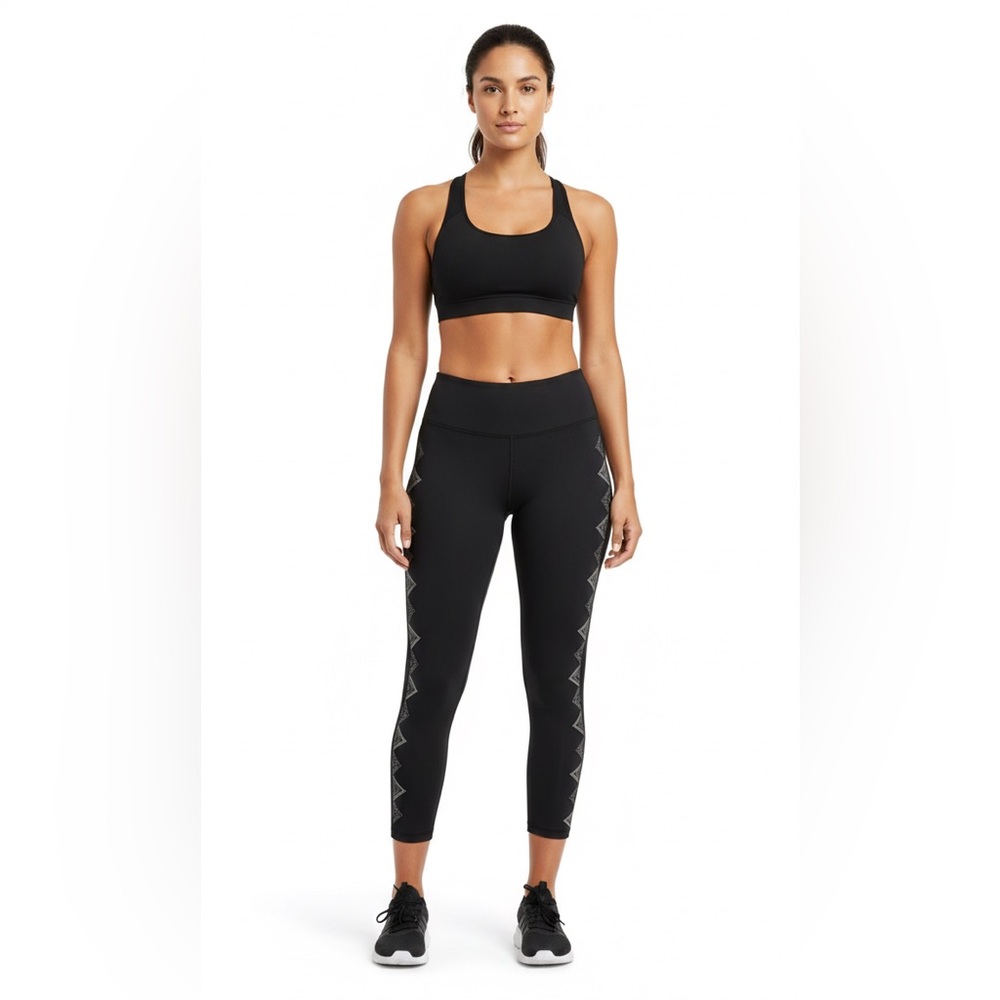 GAP Fit Winterbrush Black Leggings Geometric Pattern Woman Lady Medium These